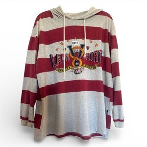 Vintage American Design Latte stripe Hooded sweatshirt Men’s Medium Red Gray